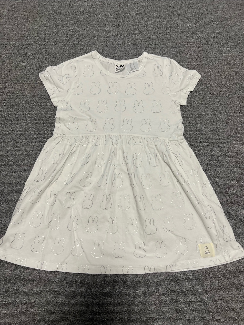 miffy White Short-Sleeve Bunny Print Dress